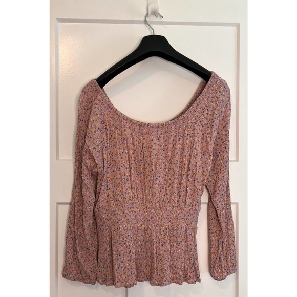 Hippie Rose Womens Casual Top Multicolor Floral Long Sleeve Smocked Boho XL - Picture 2 of 9